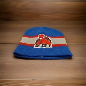 MARVEL Amazing Spiderman Knit Beanie Cap Embroidered Kids One Size Blue